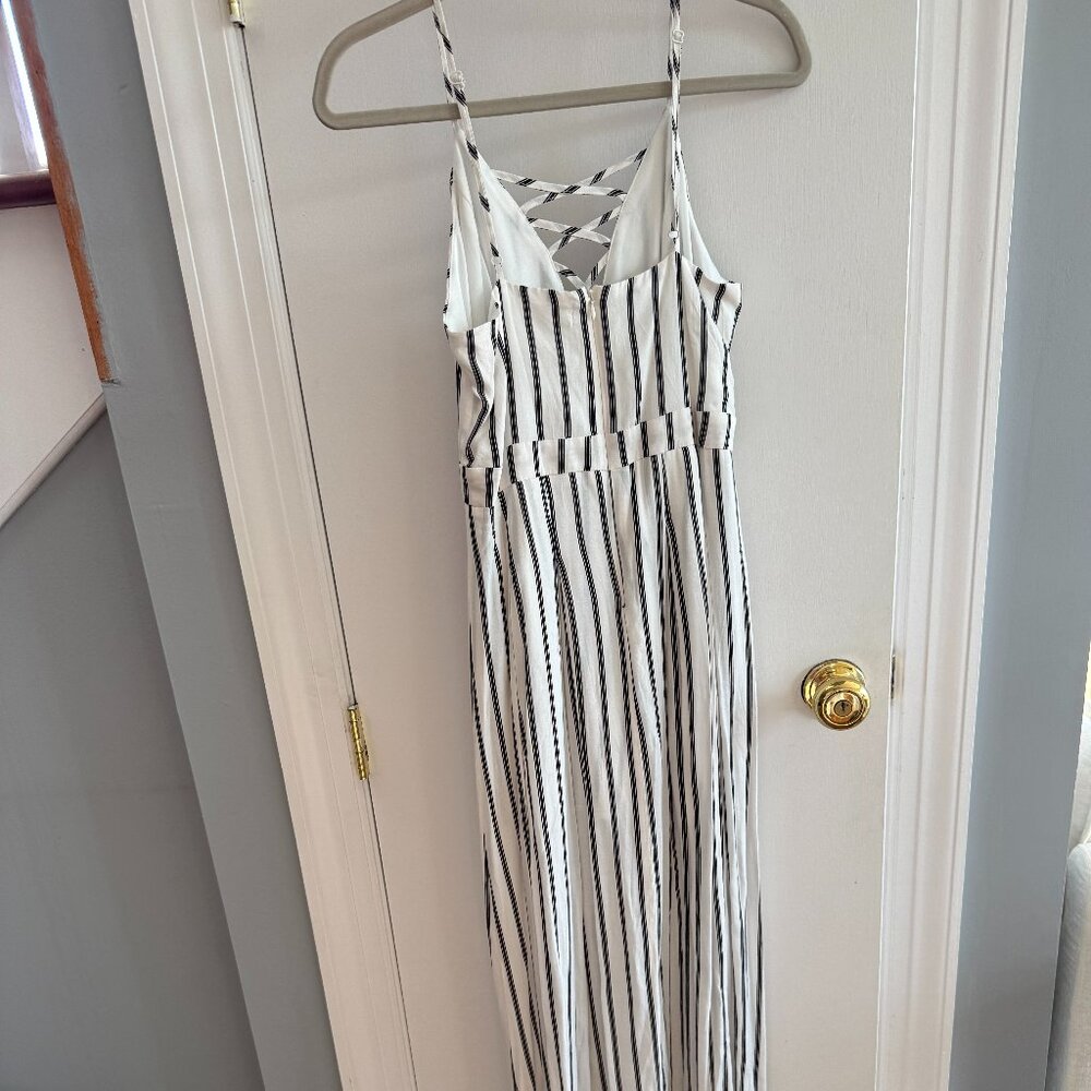 Striped high-low romper